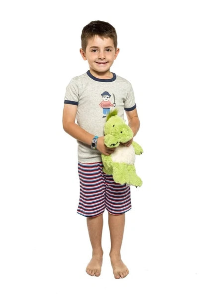 Boys Size 1 Marquise Grey Pirate Summer Short Sleeve Cotton Pyjama Set