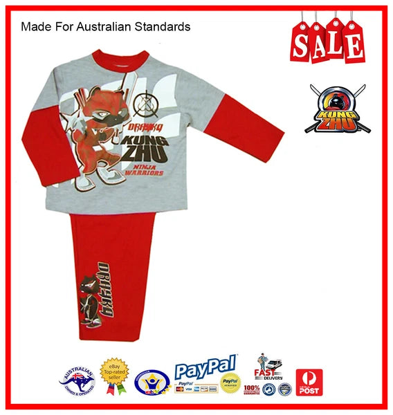 GENUINE AUS LICENSED-Kids Boys Size Kung Zhu Drayko PJ Pyjamas Set SALE