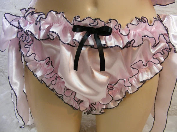 ADULT baby sissy satin with rolled hem edge cami & knickers set