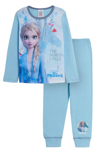 Girls Frozen Pyjamas Elsa PJs Size 2-8 Years Blue Long Sleeved Trouser Disney