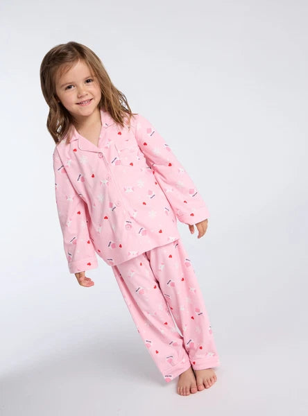Boux Avenue Pyjama Set Girls Dear Santa Fleece Kids Cute Nightwear PJ with Bag