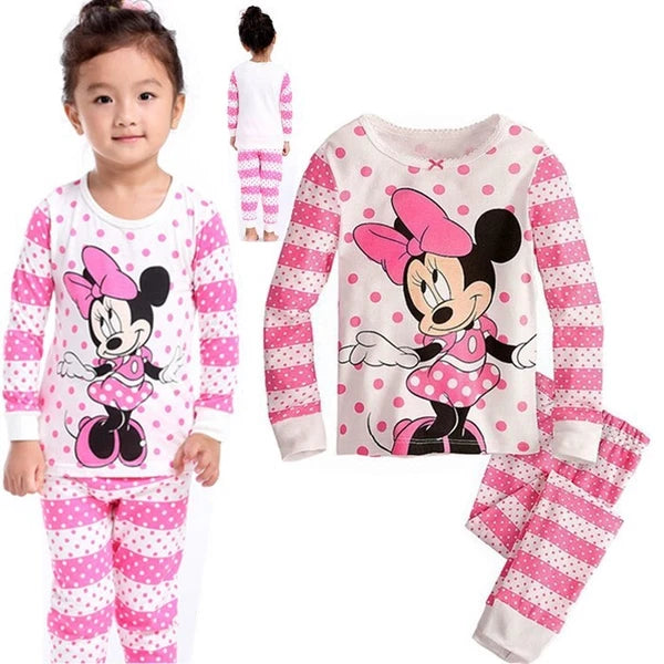 Kids Boy Girls Micky Minie Mouse Pyjamas Pjs Set Sleepwear Long Sleeve Nightwear