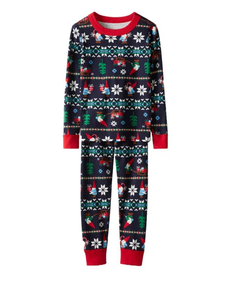 Hanna Andersson Kids Holiday Printed Long John Pyjama Set - Navy Gnome