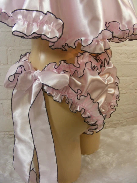 ADULT baby sissy satin with rolled hem edge cami & knickers set