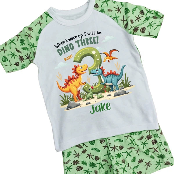 3rd Birthday PJs, When I Wake Up I Will Be Three, Boys Birthday Nightwear - 1056