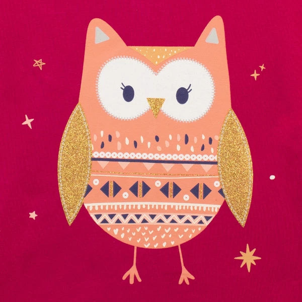 Princess Moon & Owl Pyjamas Kids Girls 3 4 5 6 7 8 9 10 Years PJs Red