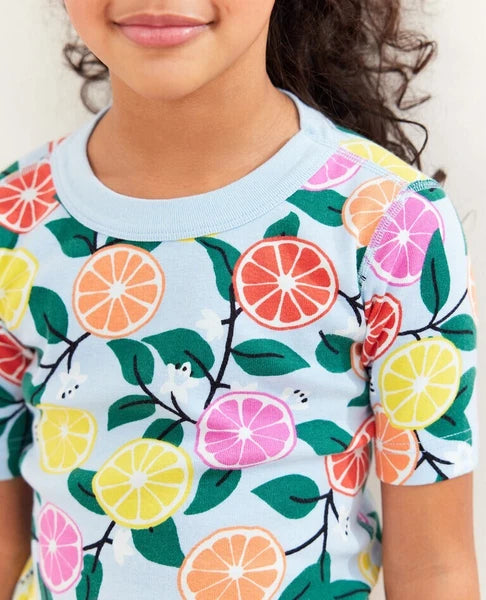 Hanna Andersson Kids Short Sleeve Long John Pyjama Set- Sweet Citrus (Imperfect)