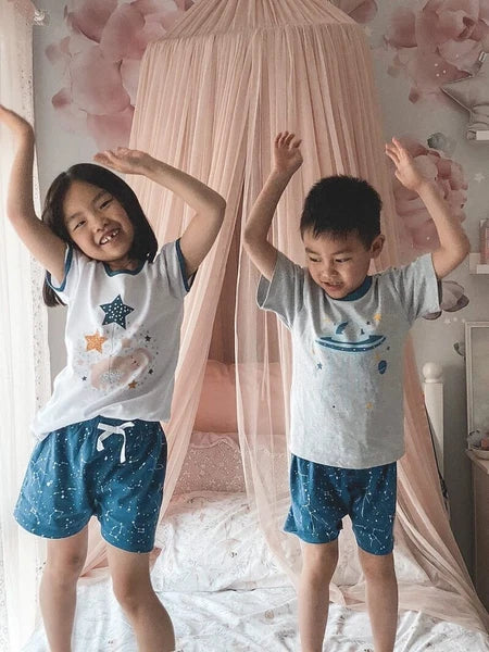 Boys Size 3-7 Grey Spaceship Summer Cotton Short Sleeve Pyjama Set – 2005