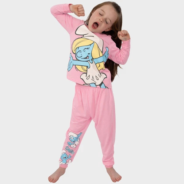 The Smurfs Pyjamas | Girls Smurfette Pyjamas | Long Sleeve Girls Pjs | Smurf Pjs