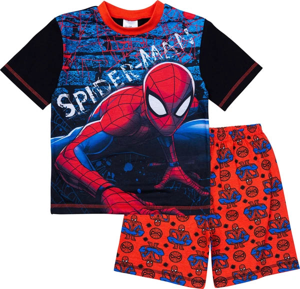 Marvel Spiderman Boys Pyjamas, Short Summer Pyjamas Pjs, Official Merchandise