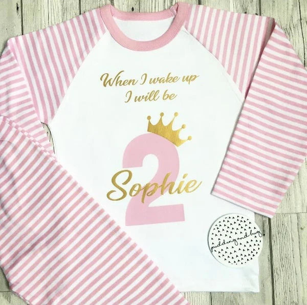 when i wake up i will be one, two, three, four pyjamas birthday girl pjs