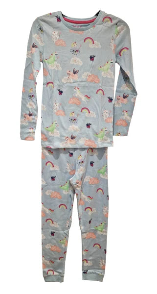 Ex M&S Girls Pyjamas PJ Snuggle set unicorn blue 18m-7 Years NEW