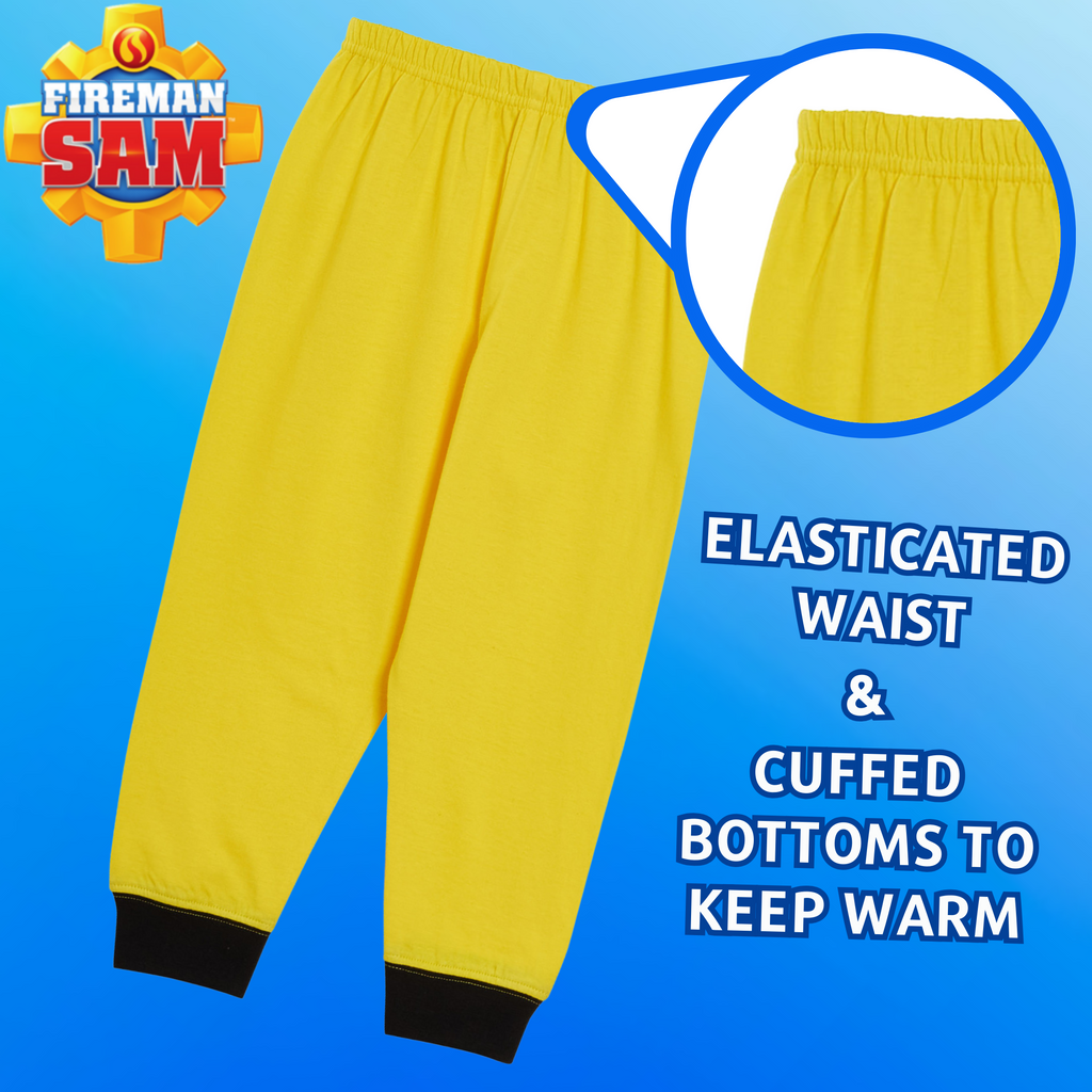 Boys Novelty Fireman Sam Dress Up Pyjamas Kids Full Length Character Pjs Size