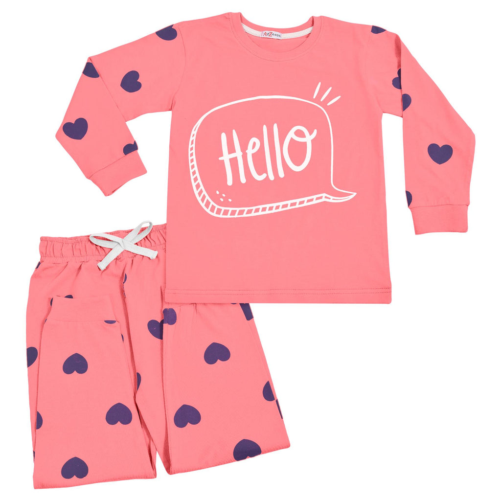 A2Z 4 Kids Girls Pyjamas Traditional PJS Pyjama Long Sleeve Sleepwear Sets