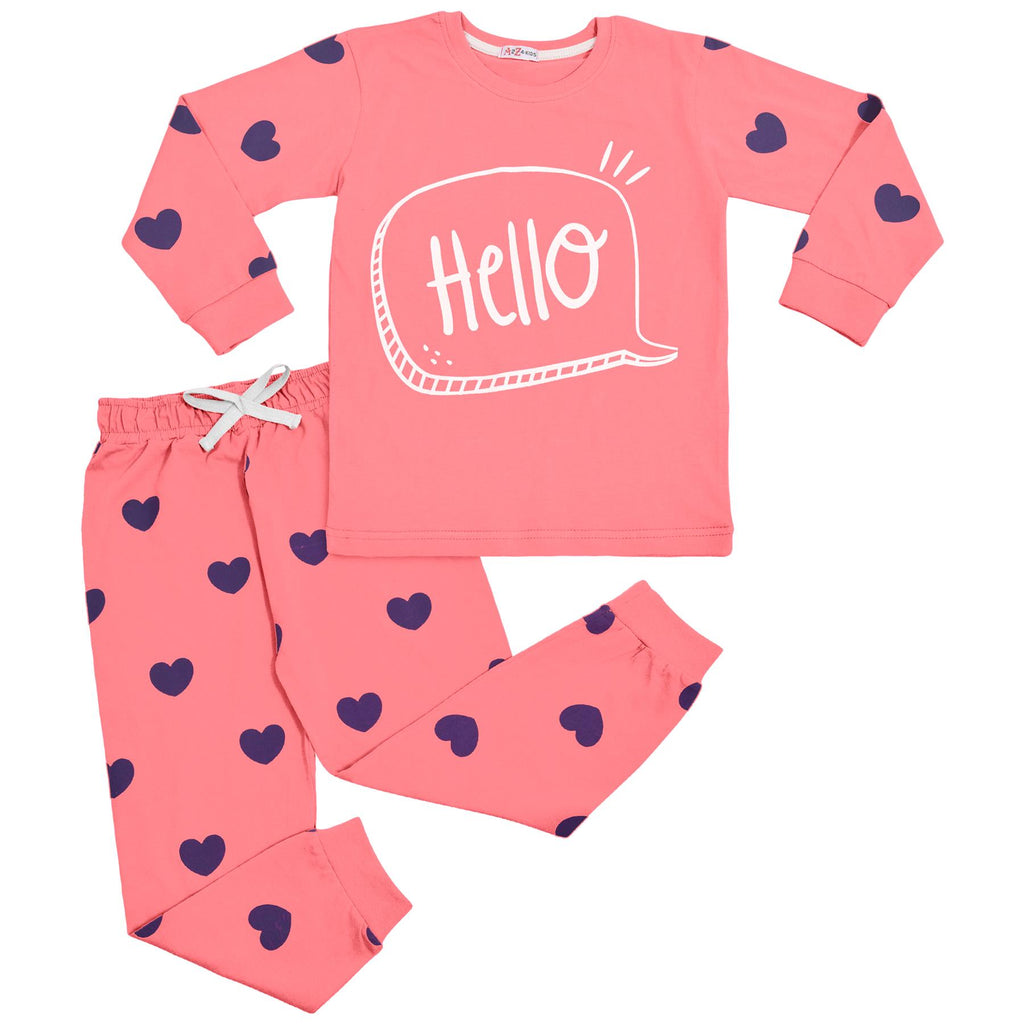 A2Z 4 Kids Girls Pyjamas Traditional PJS Pyjama Long Sleeve Sleepwear Sets