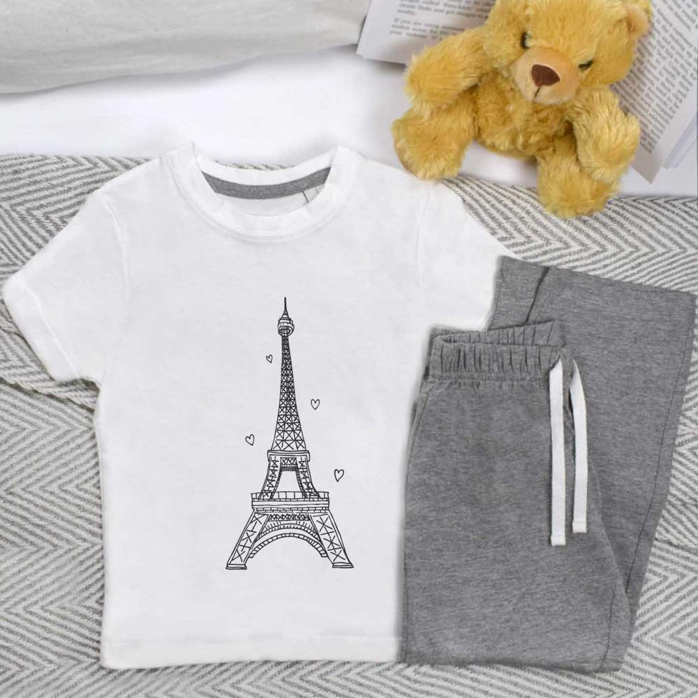 'Eiffel Tower' Kids Nightwear / Pyjama Set (KP009267)
