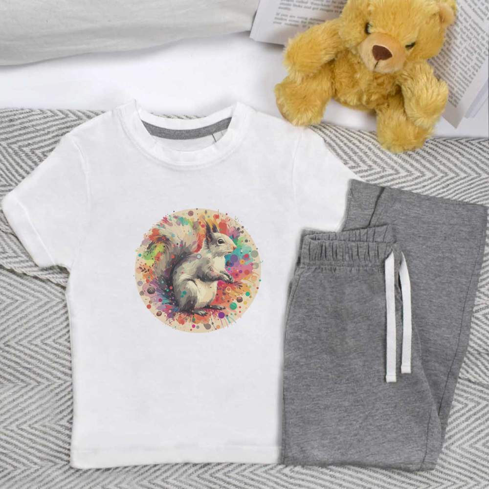 'Grey Squirrel' Kids Nightwear / Pyjama Set (KP047516)