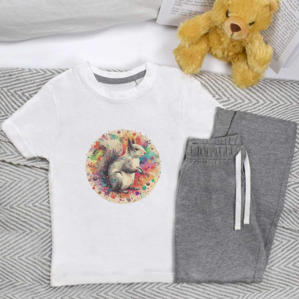 'Grey Squirrel' Kids Nightwear / Pyjama Set (KP047516)
