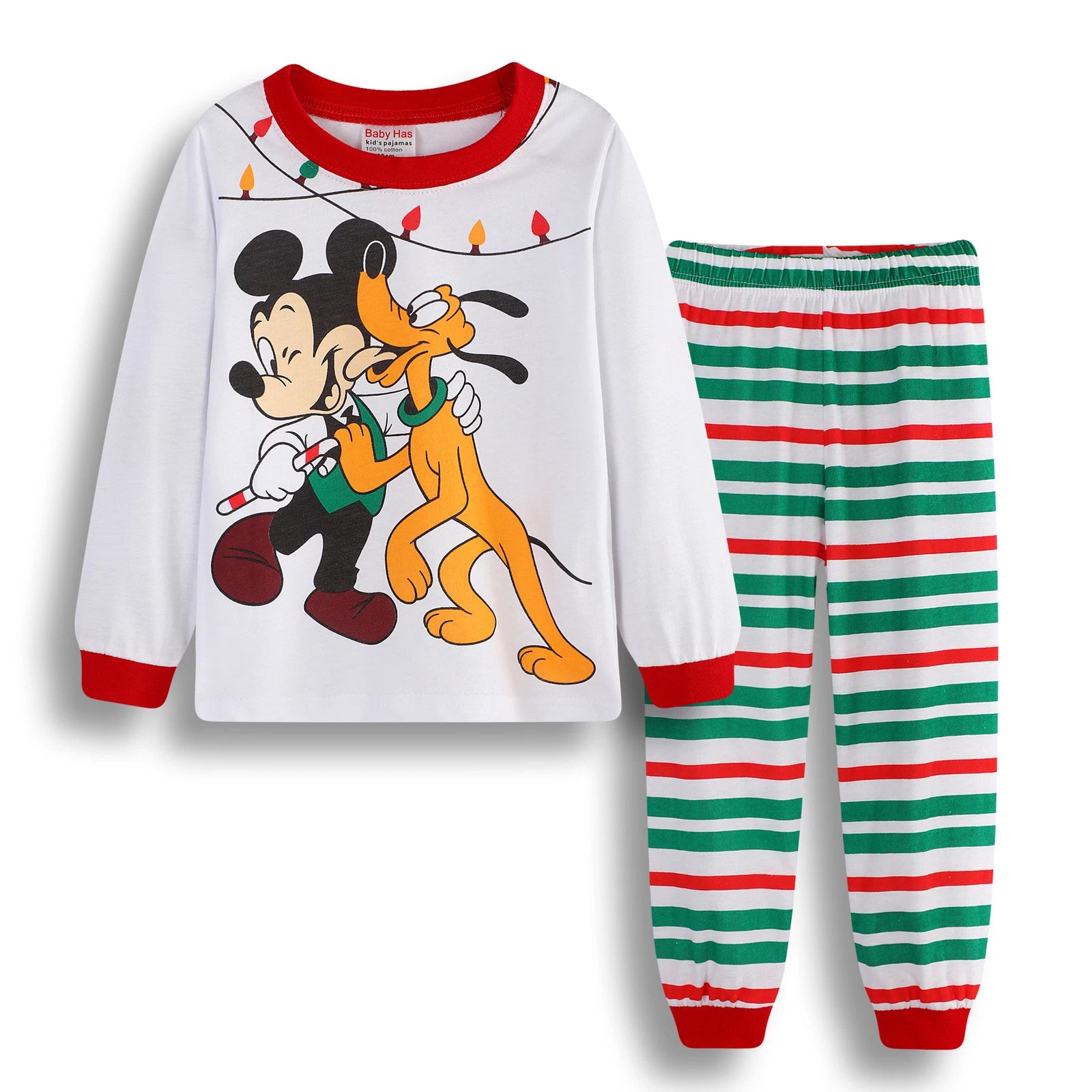 Kids Boy Girls Micky Minie Mouse Pyjamas Pjs Set Sleepwear Long Sleeve Nightwear