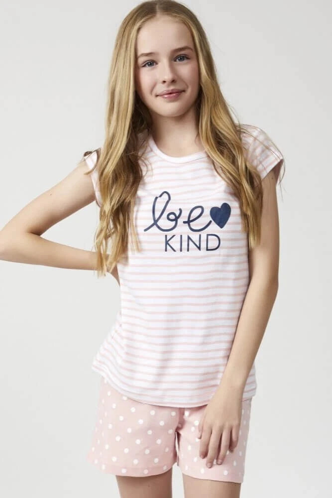Girls Size 16 Huckleberry Pink Be Kind Summer Cotton Short Sleeve Pyjama Set