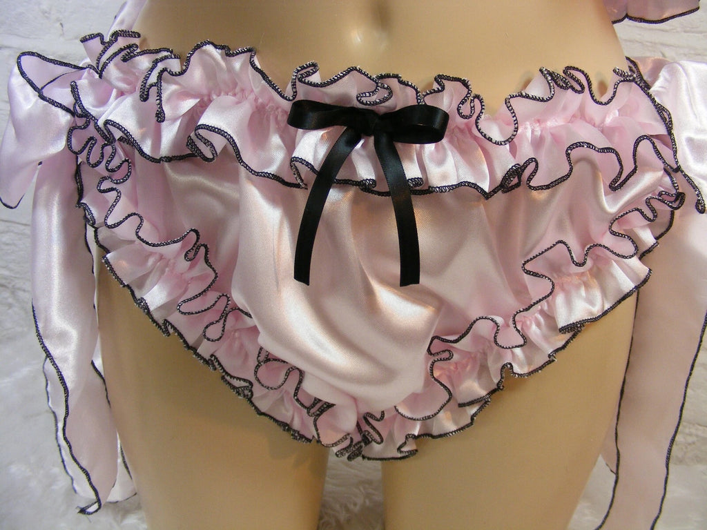 ADULT baby sissy satin with rolled hem edge cami & knickers set