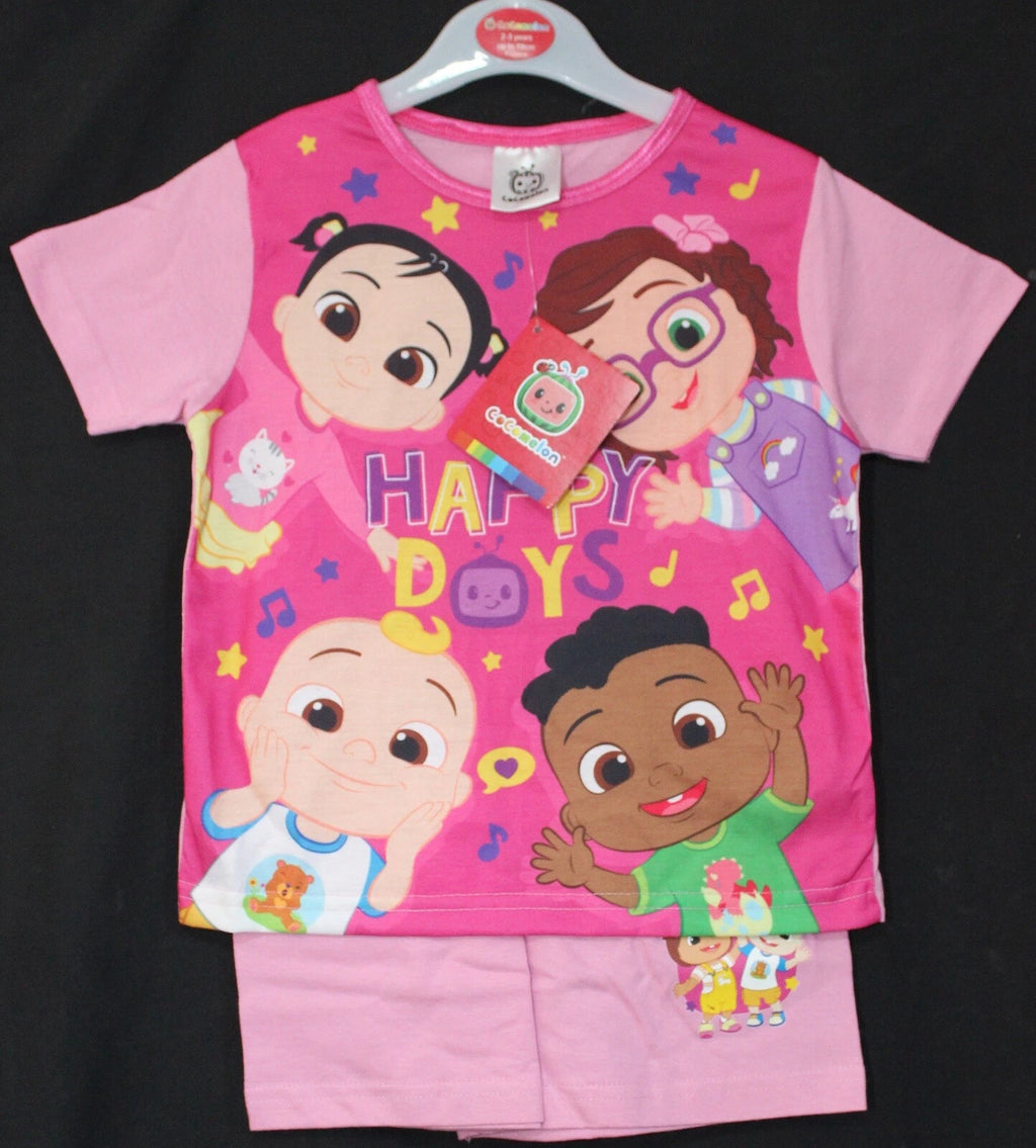 COCOMELON Girl's Pink Short Pyjamas/ Shorty PJs/ Summer PJs in Sizes 1-4 Years