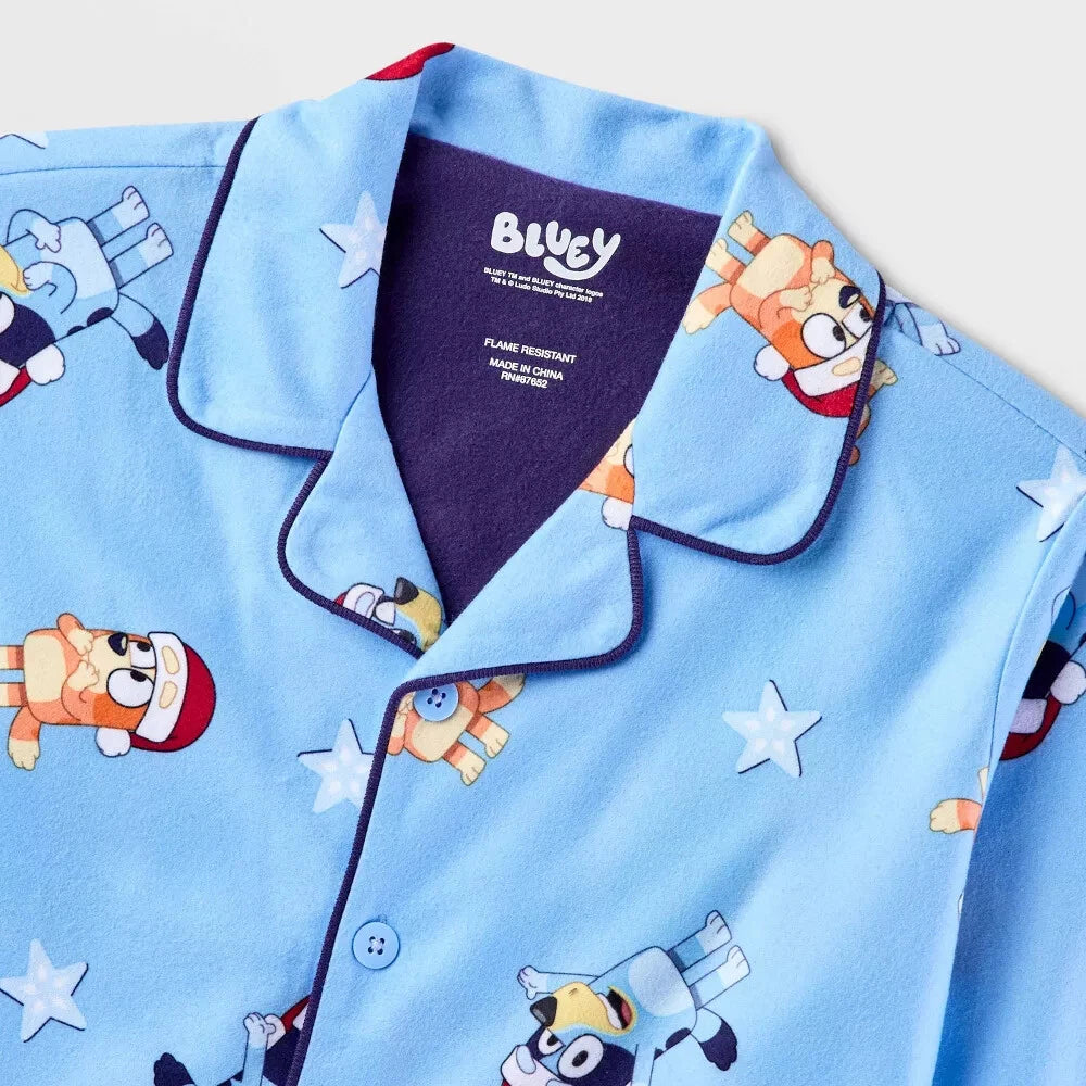 Bluey Christmas Pajamas Set Girl Boy Button Disney Bingo Toddler 12M 18M 2T 3T
