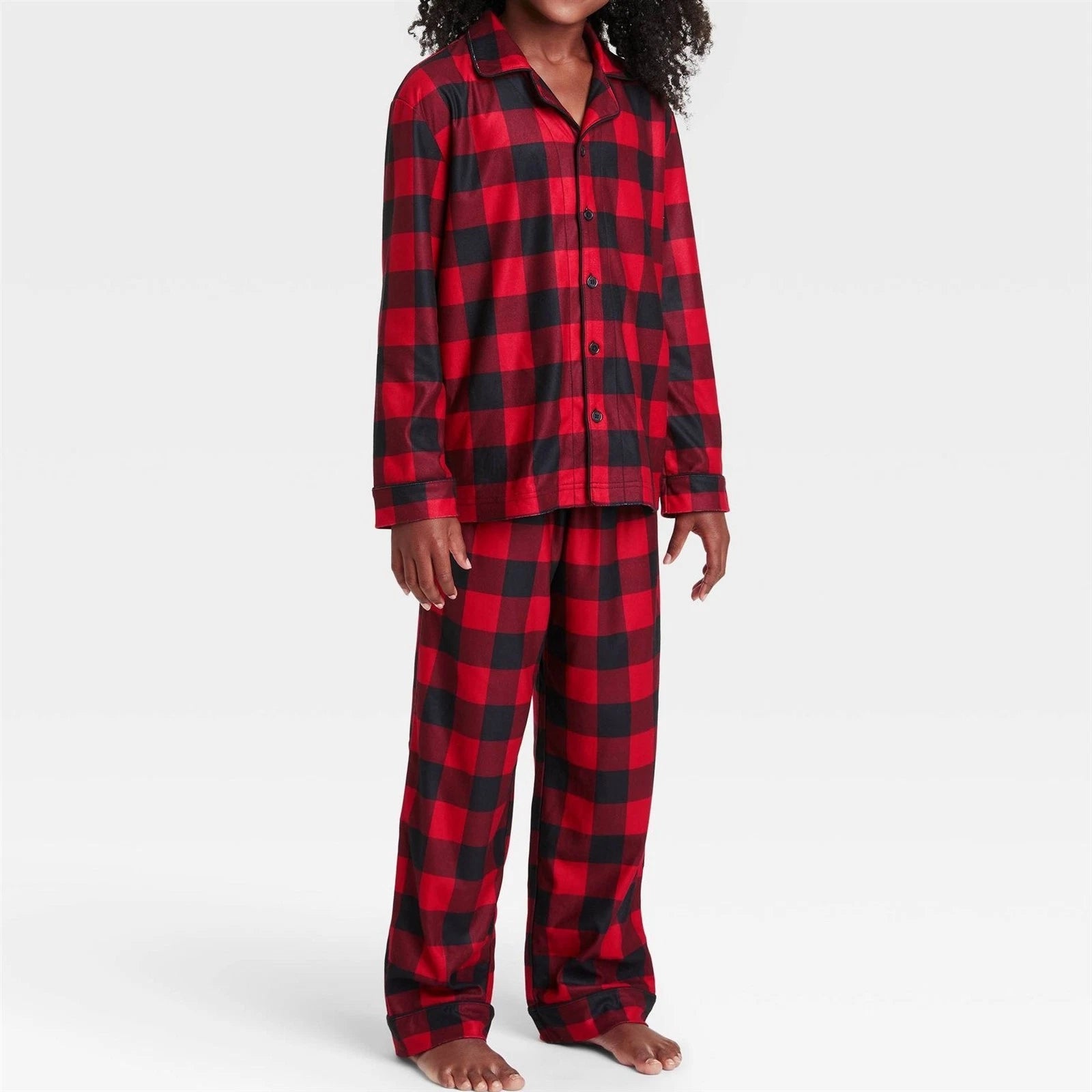 Kids' Holiday Buffalo Check Flannel Pajama Set - Wondershop