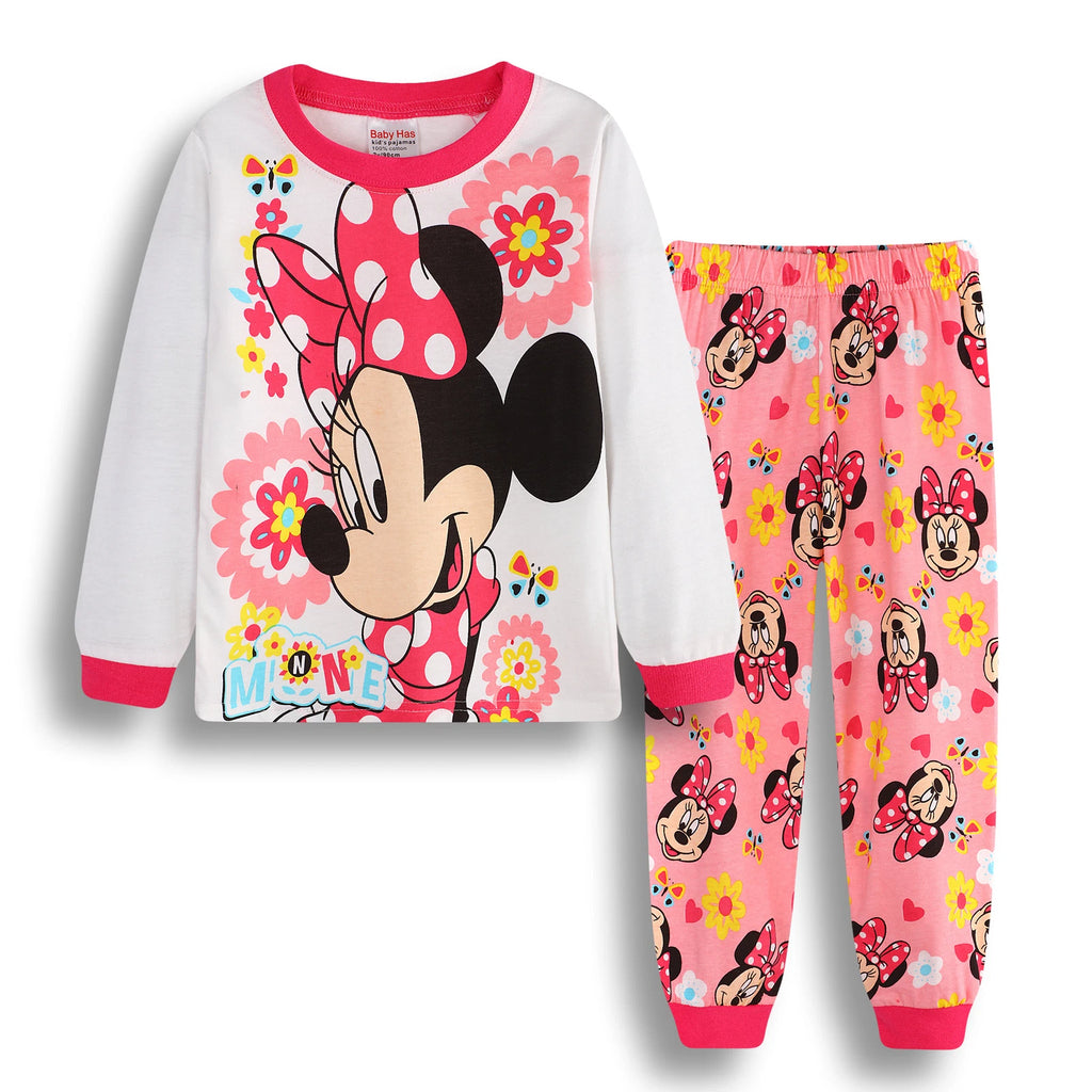 Kids Boy Girls Micky Minie Mouse Pyjamas Pjs Set Sleepwear Long Sleeve Nightwear