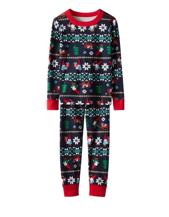 Hanna Andersson Kids Holiday Printed Long John Pyjama Set - Navy Gnome