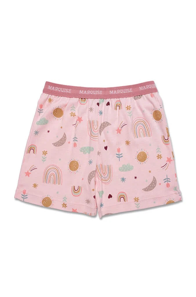 Girls Size 2-7 Marquise Pink Unicorn Summer Short Sleeve Cotton Pyjama Set