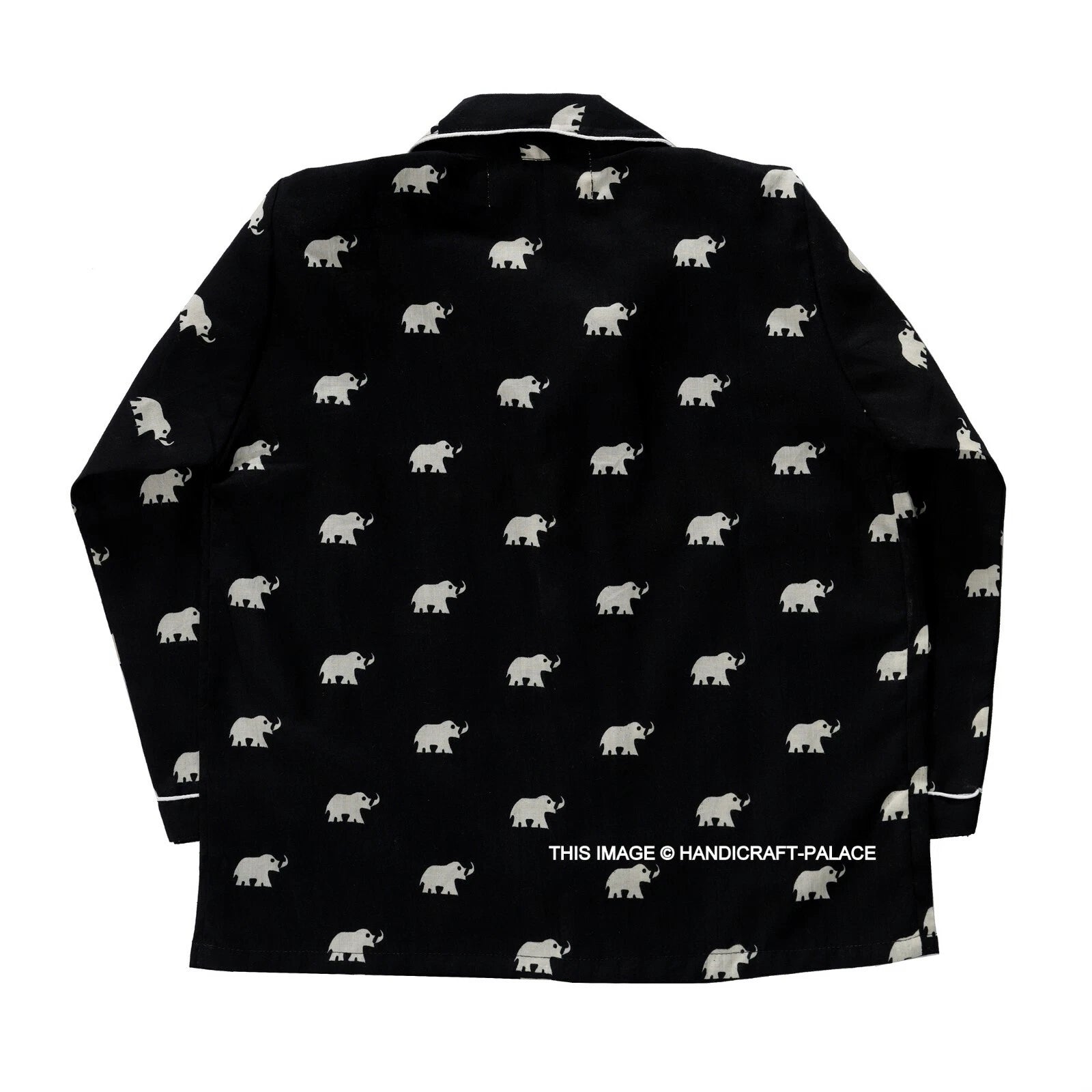 Indian Pure Cotton Kids Pajama Set Black Elephant Printed Sleepwear 1to10 Years
