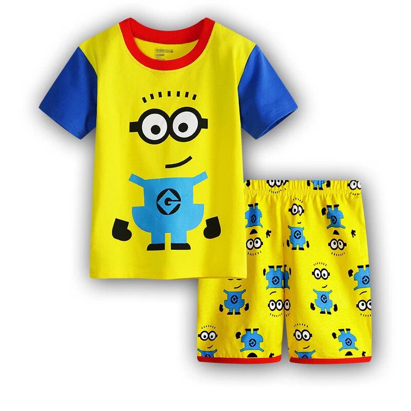 Kids Boys Girls Minions Nightwear Pyjamas Short Sleeve T-Shirt Shorts PJs Set UK