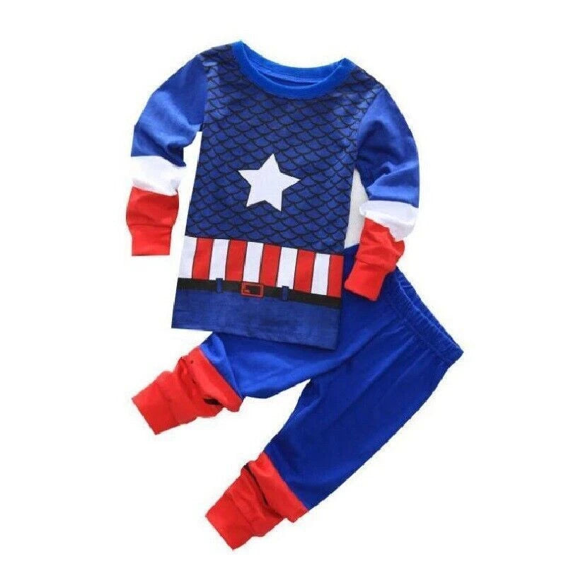 2Pcs Kids Boys Girls Super Mario Long Sleeve Pyjamas Set T-Shirt Shorts Age 1-7Y