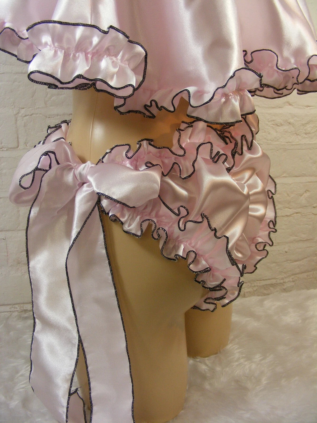 ADULT baby sissy satin with rolled hem edge cami & knickers set