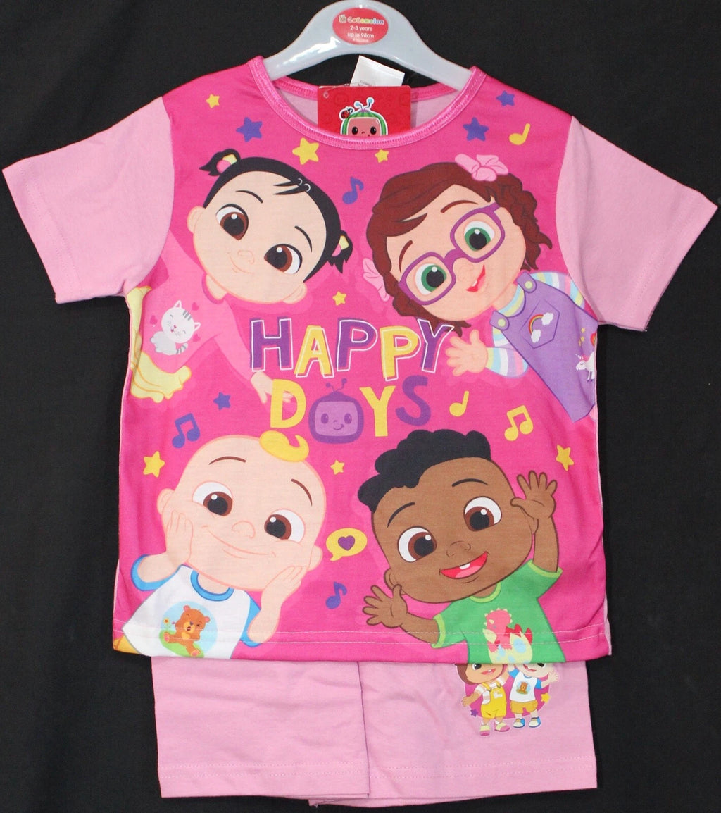 COCOMELON Girl's Pink Short Pyjamas/ Shorty PJs/ Summer PJs in Sizes 1-4 Years