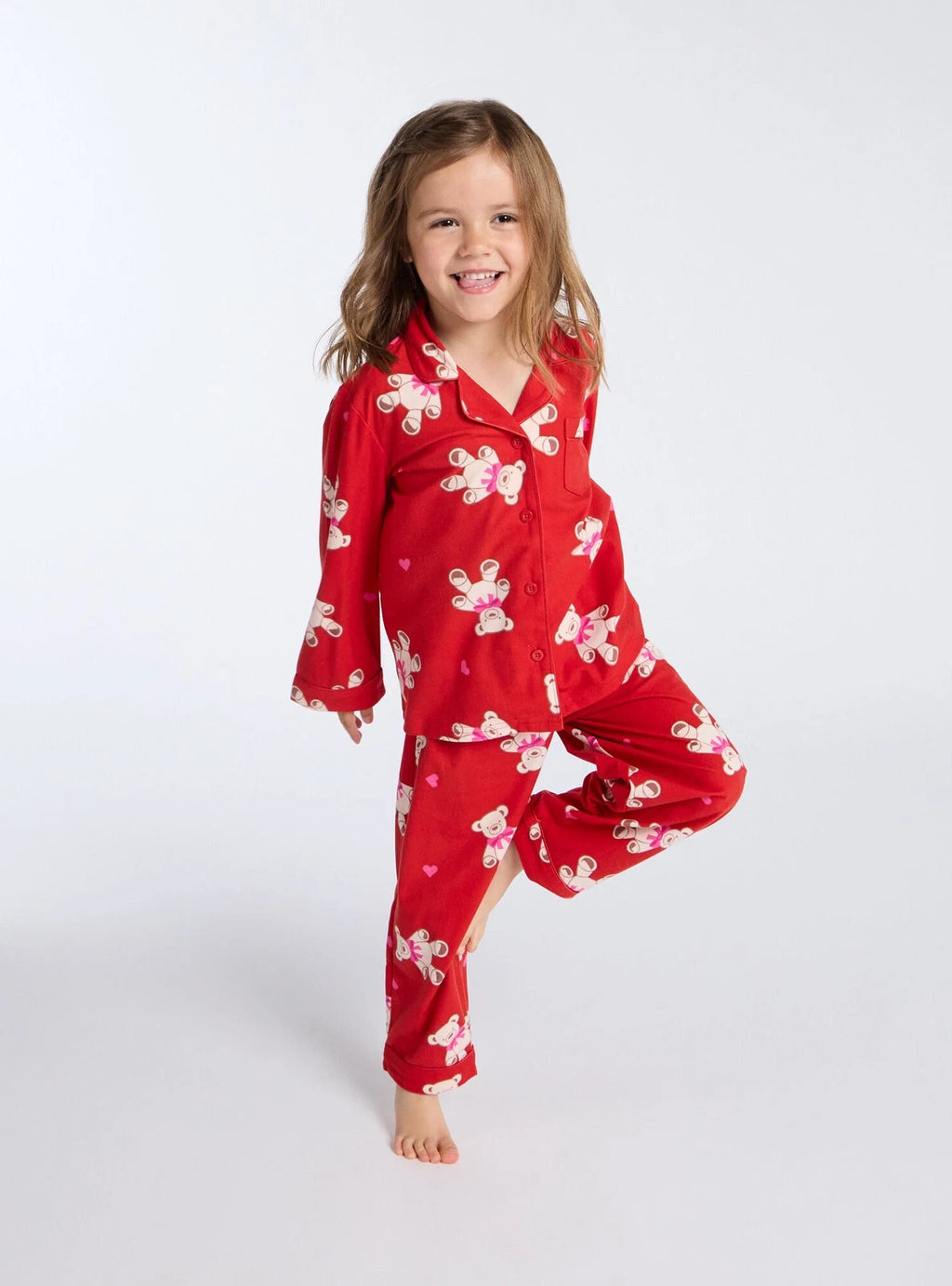 Boux Avenue Pyjama Set Girls Teddy Bear Fleece Kids Cute Nightwear PJ with Bag