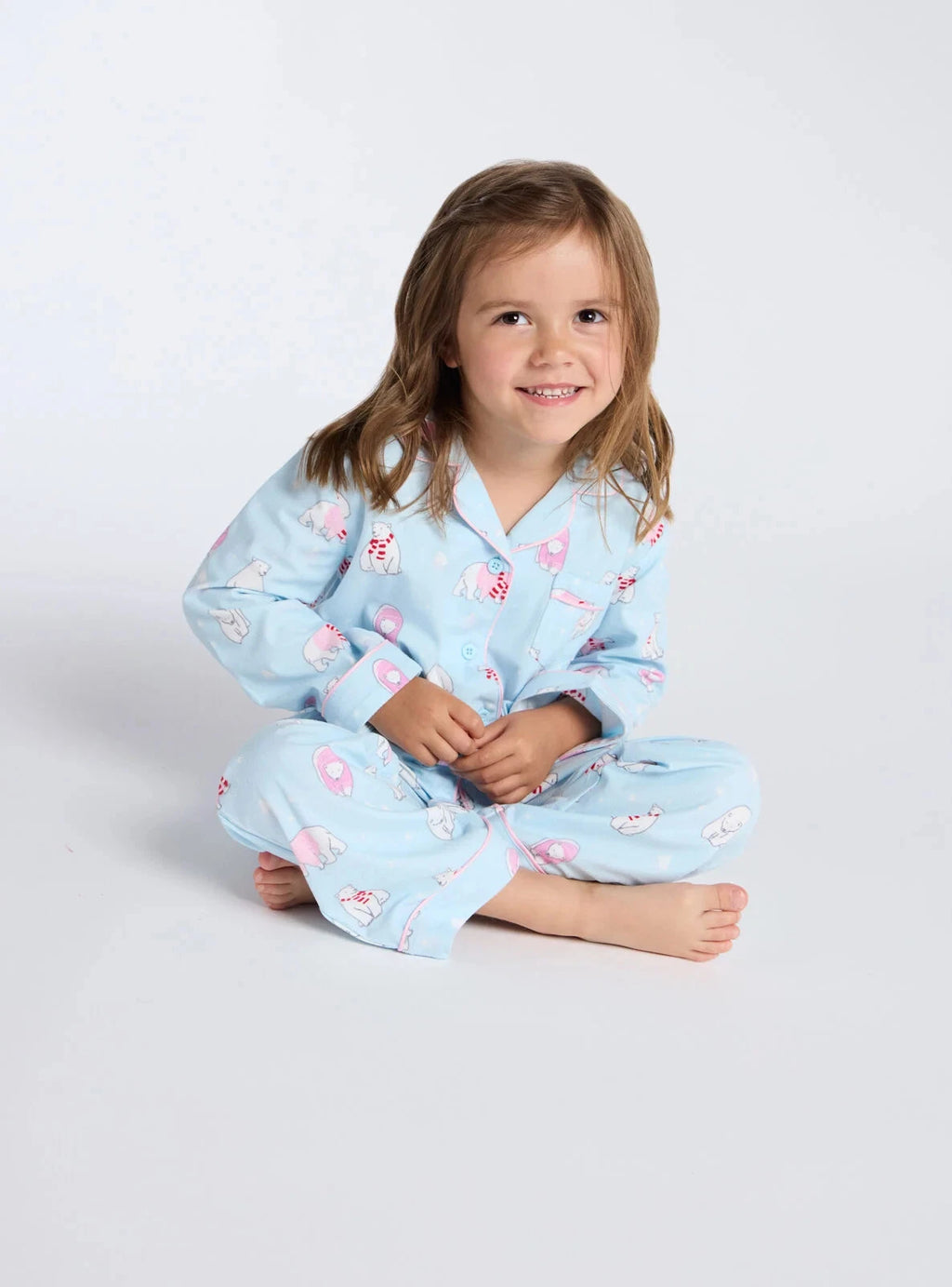 Boux Avenue Pyjama Set Girls Polar Bear Fleece Kids Cute Nightwear PJ with Bag