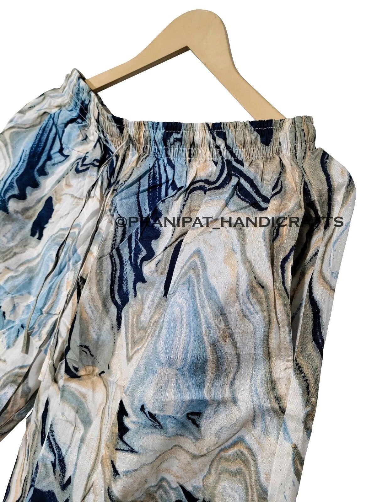 Women Abstract Summer Blue Hippie Sleepwear Cotton Ethnic Night wear Pajama set