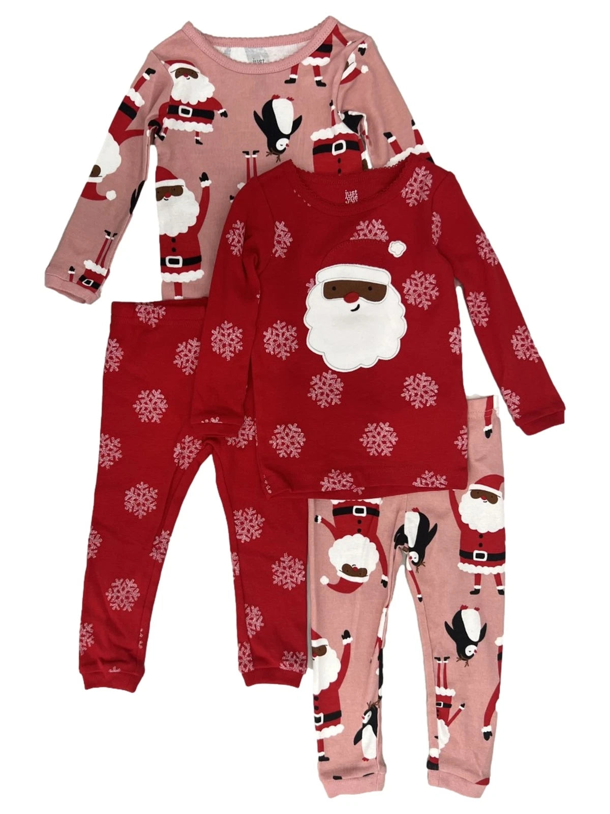 Carters Toddler Girls 4 Piece African American Santa Christmas Pajama Set