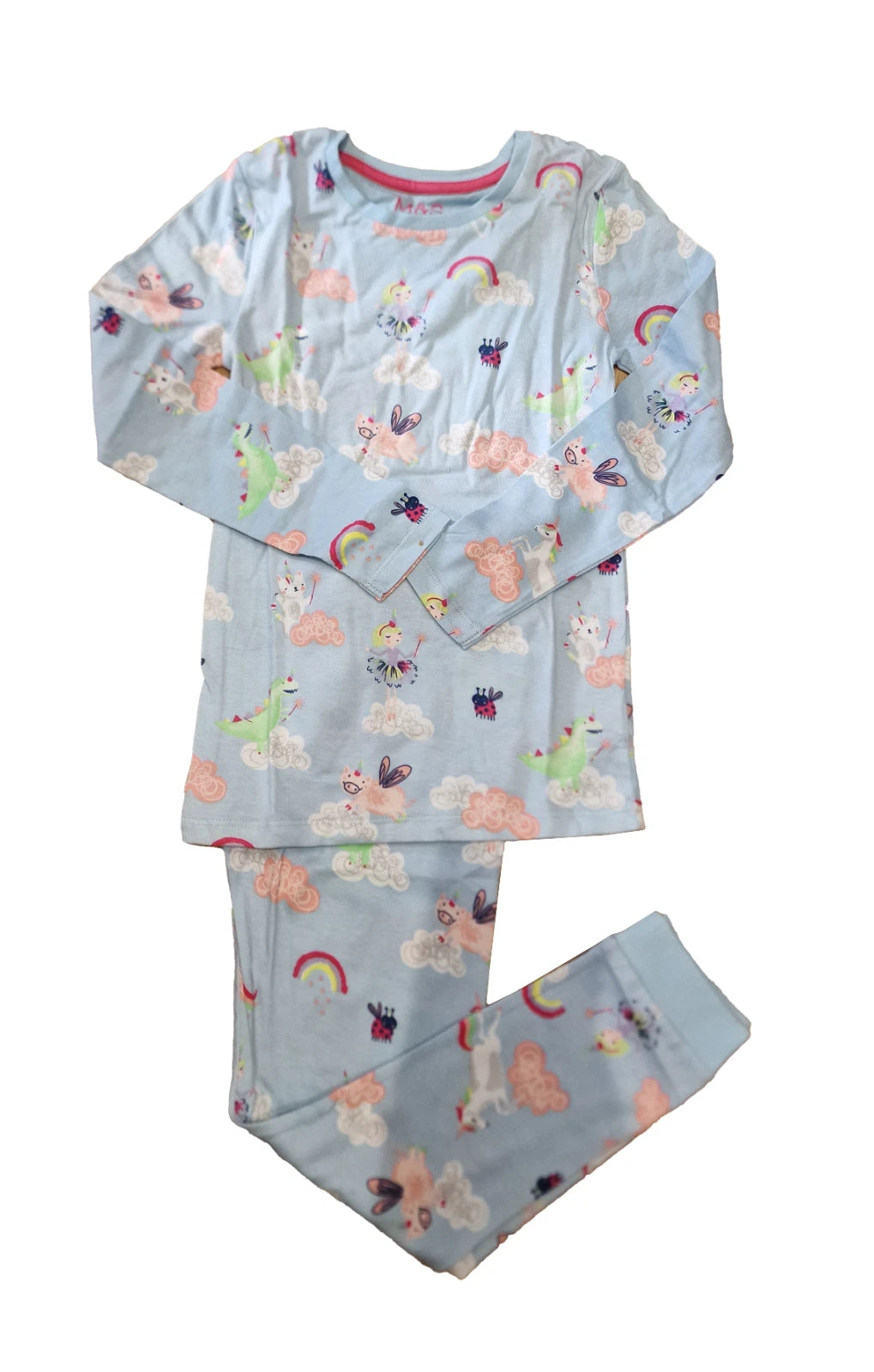 Ex M&S Girls Pyjamas PJ Snuggle set unicorn blue 18m-7 Years NEW