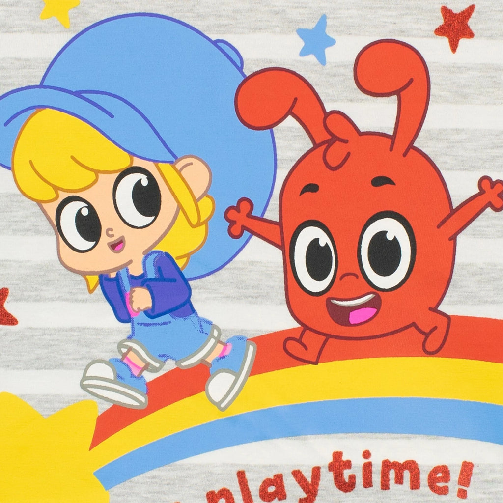 Morphle Pyjamas Toddlers Kids Girls 2 3 4 5 6 7 8 Years Pyjamas Stripes Grey Red