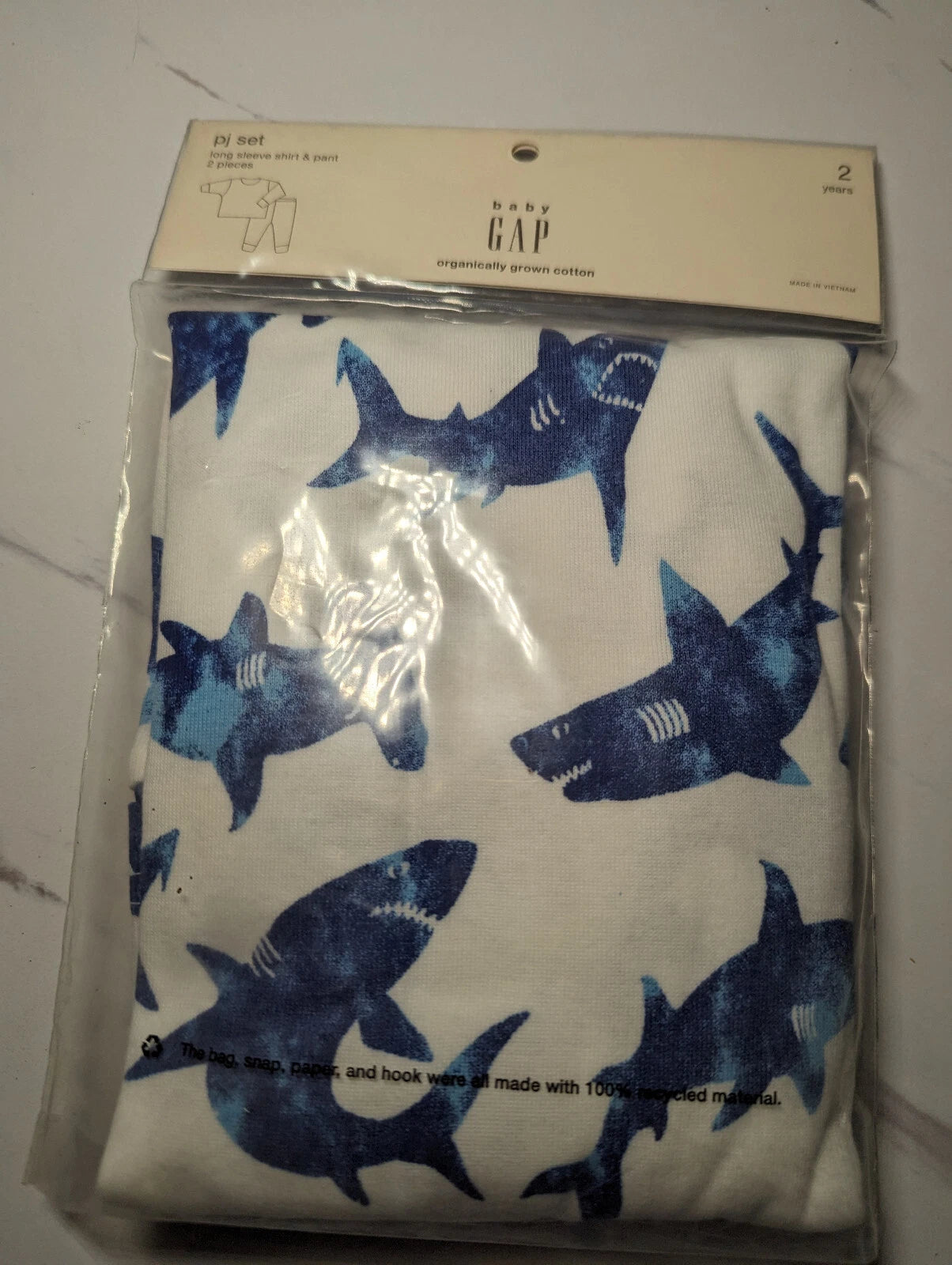 Baby Gap PJ Set 2 Piece Brand New Shark Design Long Sleeve and Pant