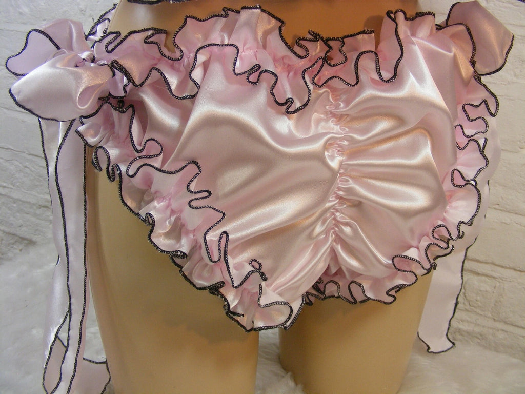 ADULT baby sissy satin with rolled hem edge cami & knickers set