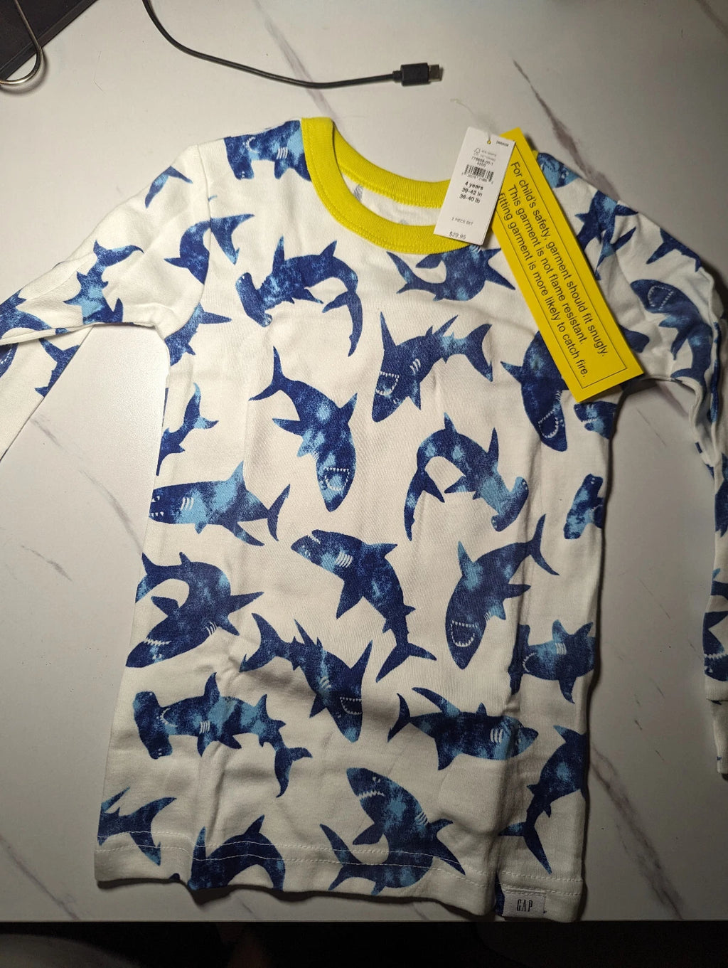 Baby Gap PJ Set 2 Piece Brand New Shark Design Long Sleeve and Pant