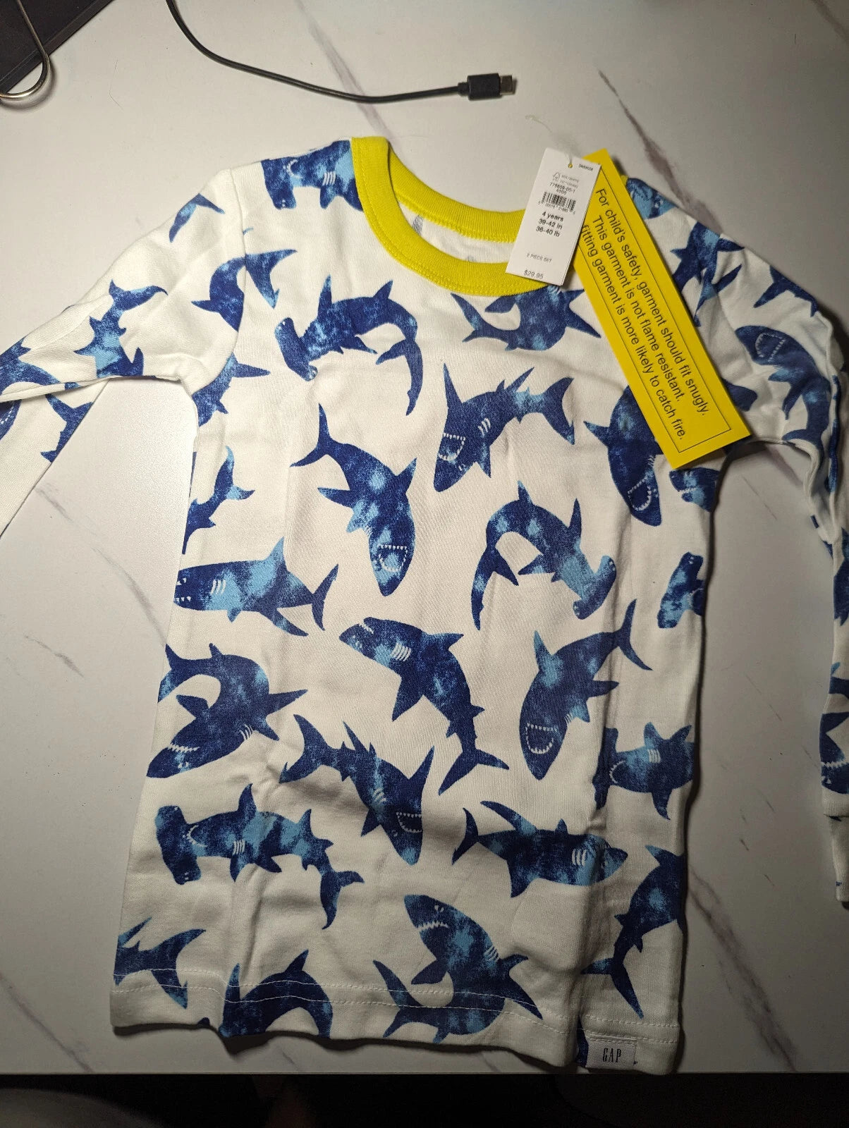 Baby Gap PJ Set 2 Piece Brand New Shark Design Long Sleeve and Pant