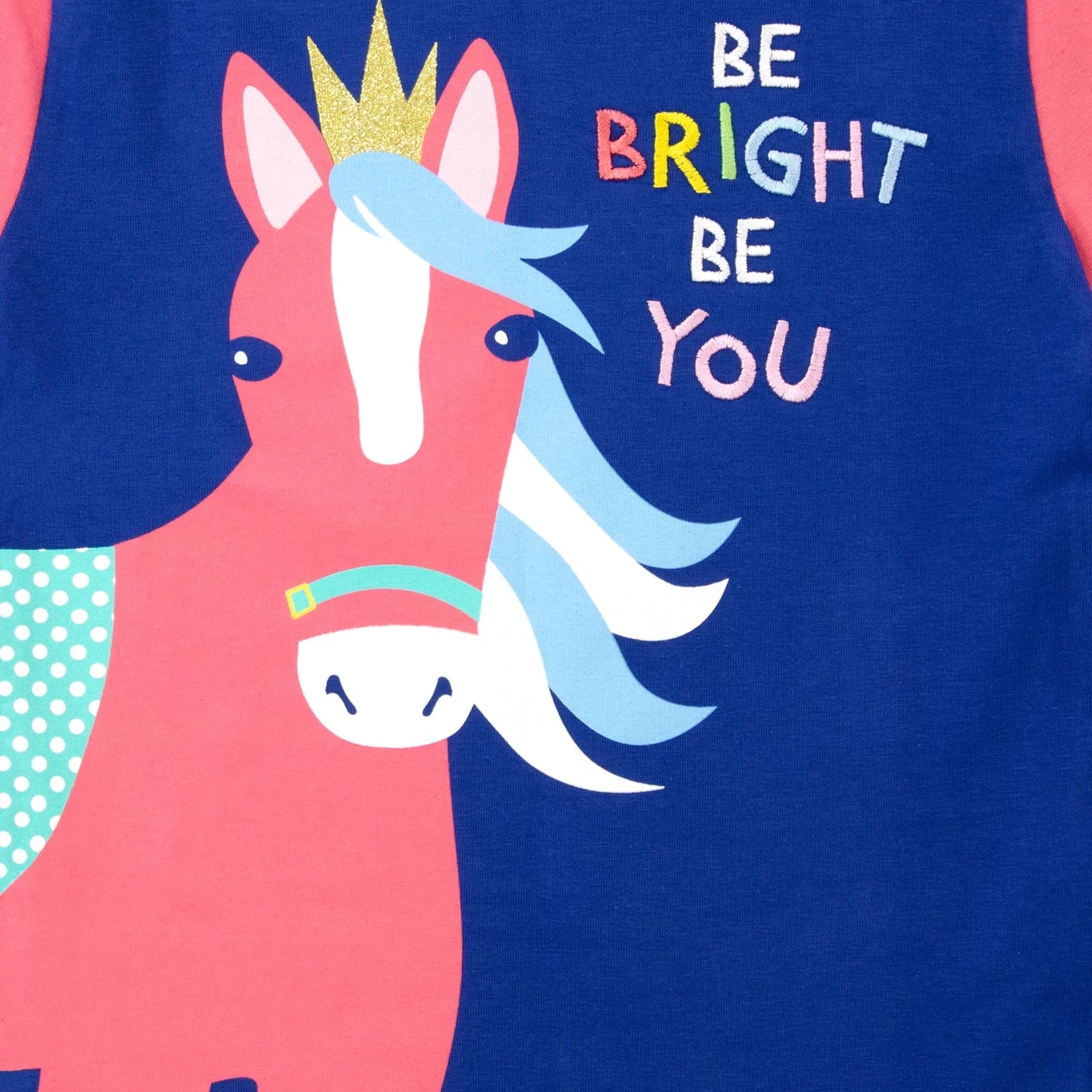 Princess Pony Pyjamas Kids Girls 3 4 5 6 7 8 9 10 Years PJs Polka Dots Teal Blue