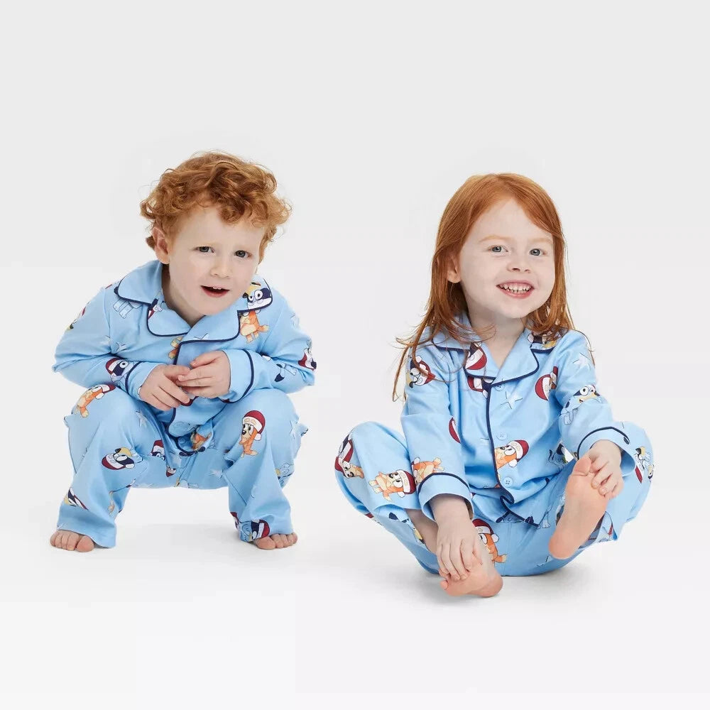 Bluey Christmas Pajamas Set Girl Boy Button Disney Bingo Toddler 12M 18M 2T 3T