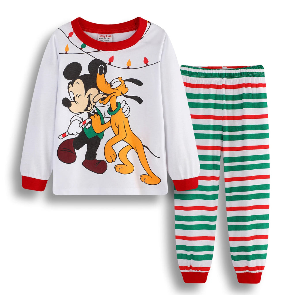 Kids Boy Girls Micky Minie Mouse Pyjamas Pjs Set Sleepwear Long Sleeve Nightwear
