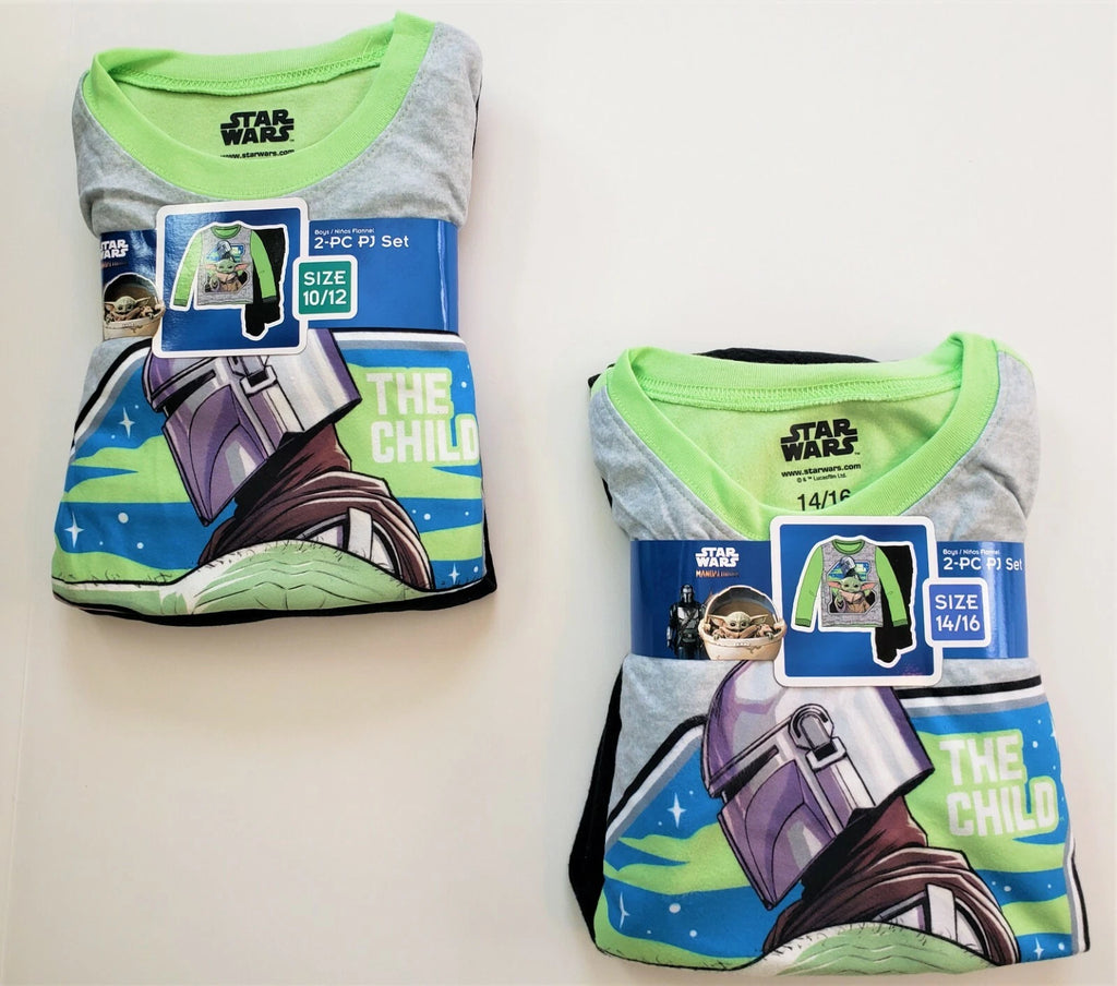 NEW STAR WARS THE MANDALORIAN CHILD BABY YODA FLANNEL PAJAMAS BOYS 10/12, 14/16